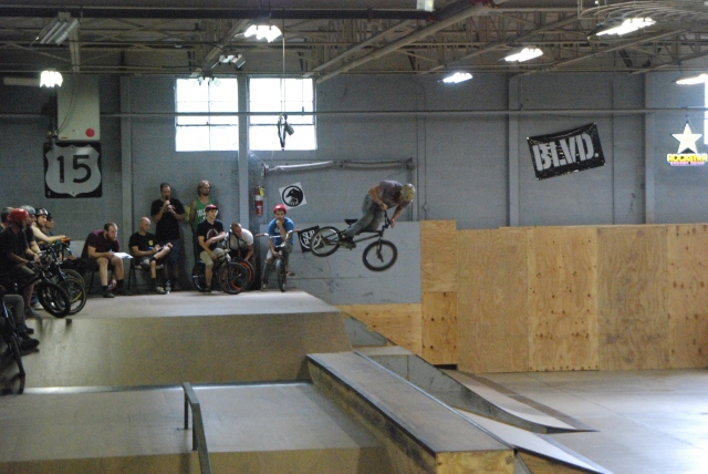 Michael Mahin spins a three over the box hip in Expert Park.