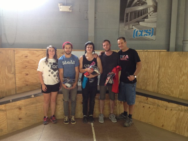 Expert Park winners: Evan Smedley, Dan Pirwitz, and Matt Stampski with iON's Alaine Gordon and TRA's Mike Gentilcore.