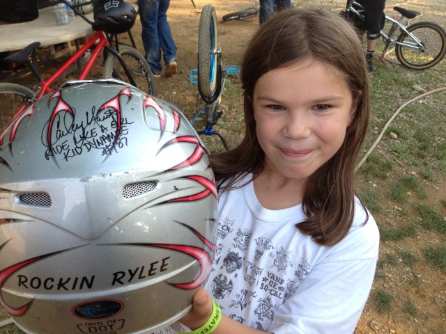 8 year old Rylee Sorrells will go down in history as TRA's first ever female dirt competitor. The fact that she's showing off Carley Young's autograph makes this photo double cool.