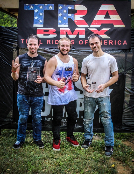 Expert Park Podium: 1st place Jordan Prince (middle), 2nd place Todd Higer (left), and 3rd place Jason Schmuck (right). (Photo: Troy Zeigler / Elevated Visuals)