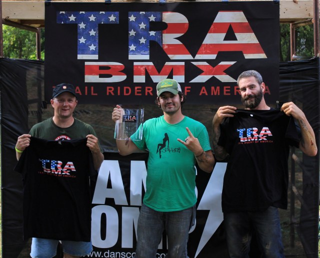 30 & Over Expert Dirt Podium: 1st Place Chuck Ware (Middle), 2nd Place Jon Arrigoni (right), and 3rd place Mike Brensinger (left). (Photo: Nilo Hodge / ECD)