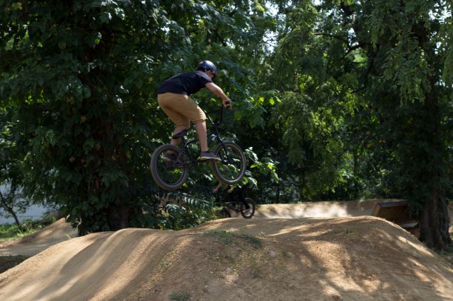 Dirtlab's Sawyer Sorrells rode to a strong 2nd in Beginner Dirt after helping the TRA team set up banners all morning. (Photo: Nilo Hodge / ECD)