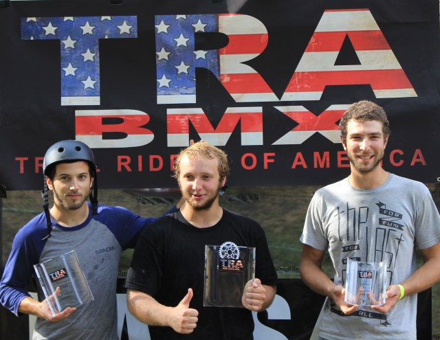 Expert Dirt Podium: 1st place Jordan Prince (middle), 2nd place Evan Smedley (left) and 3rd place James Hawkins (right). (Photo: Nilo Hodge / ECD)