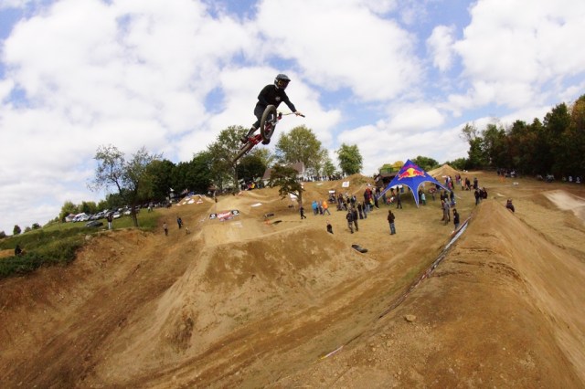 Redline's Brandon Dosch gets his Bicycle Supercross on - AMA style, of course. Photo: Al Cayne / Sugarcayne.com