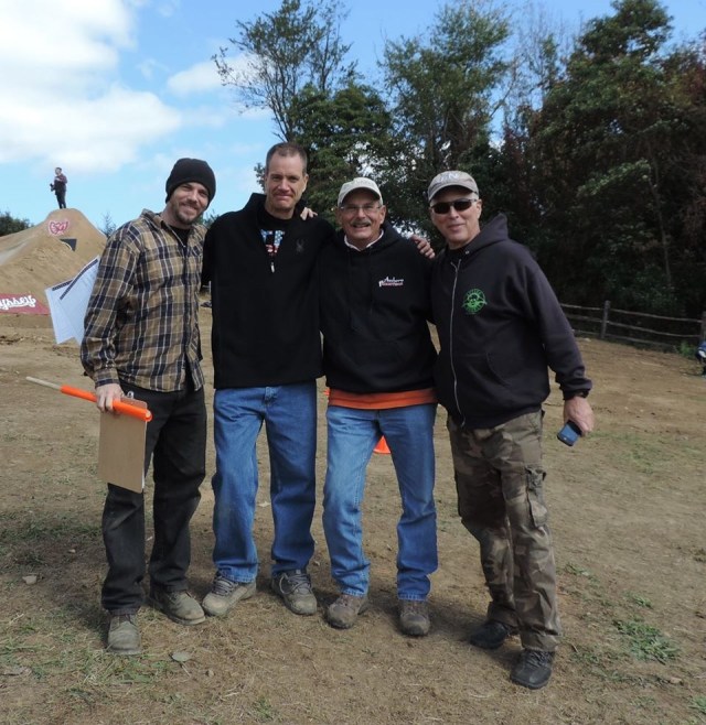 Contest Judge and Posh local, Jason Lonergan, was 9 years old when TRA's Mike Gentilcore was 12. They raced at an independent BMX track called Louise Moore Park in Bethlehem, PA. Jason's dad, Chris (right center), ran the track, which was sponsored by Actions Wheels Bike Shop owner Larry D'Amelio (right). Over 30 years later, this crew is still at it, running independent, and sponsored by Action Wheels. Photo: Connie Lonergan (Louise Moore Park BMX mom).